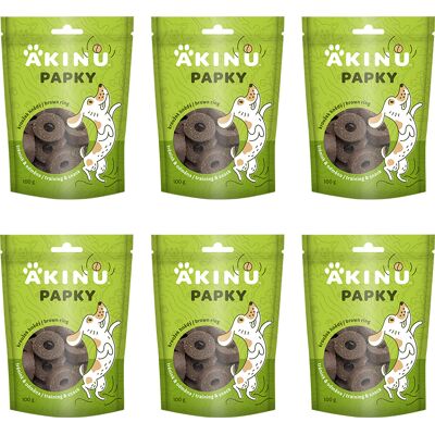 Akinu PAPKY Kroužek hnědý pamlsek pro psy 6 x 100 g Akinu PAPKY Kroužek hnědý pamlsek pro psy 6 x 100 g