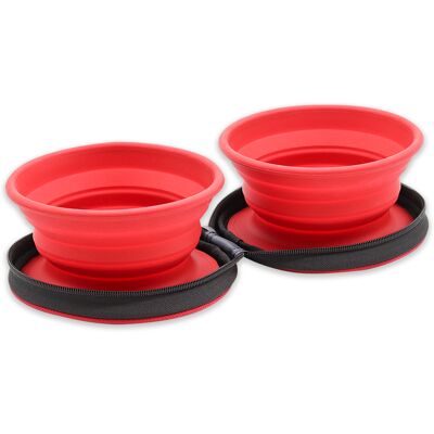 Akinu ČESKÝ LES miska cestovní pro psa červená 2x350 ml Akinu ČESKÝ LES miska cestovní pro psa červená 2x350 ml