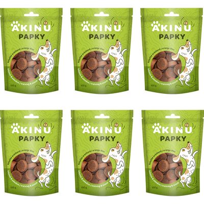 Akinu PAPKY Kolečko oranžové pamlsek pro psy 6 x 100 g Akinu PAPKY Kolečko oranžové pamlsek pro psy 6 x 100 g