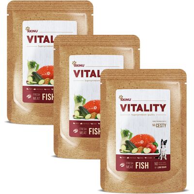 Akinu VITALITY na cesty rybí pro psy 3 x 300 g Akinu VITALITY na cesty rybí pro psy 3 x 300 g