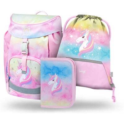 Baagl 3 SET Airy Rainbow Unicorn: aktovka, penál, sáček Baagl 3 SET Airy Rainbow Unicorn: aktovka, penál, sáček