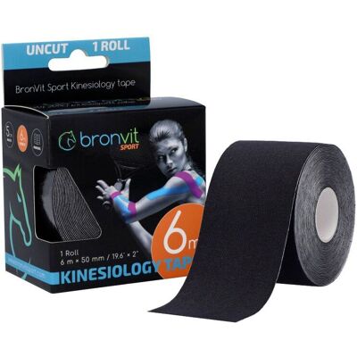 BronVit Sport Kinesio Tape classic 5 cm x 6 m tejpovací páska černá BronVit Sport Kinesio Tape classic 5 cm x 6 m tejpovací páska černá