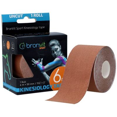 BronVit Sport Kinesio Tape classic 5 cm x 6 m tejpovací páska tmavě béžová BronVit Sport Kinesio Tape classic 5 cm x 6 m tejpovací páska tmavě béžová