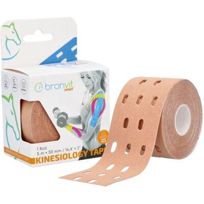 BronVit Sport Kinesio Tape děrovaný 5 cm x 5 m tejpovací páska béžová BronVit Sport Kinesio Tape děrovaný 5 cm x 5 m tejpovací páska béžová