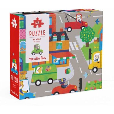 Moulin Roty Puzzle s lupou Ve městě - 48 pcs Moulin Roty Puzzle s lupou Ve městě - 48 pcs