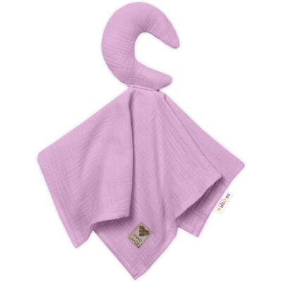 Baby Nellys Mušelínový mazlíček, přítulníček Měsíček, lila Baby Nellys Mušelínový mazlíček, přítulníček Měsíček, lila