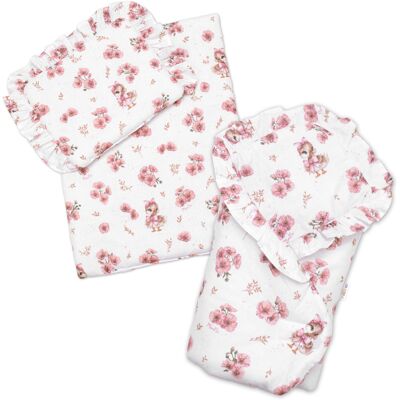 Baby Nellys Sada pro panenku 3D, zavinovovačka, peřinka a polštářek, Kačenka, pudrově růžová Baby Nellys Sada pro panenku 3D, zavinovovačka, peřinka a polštářek, Kačenka, pudrově růžová