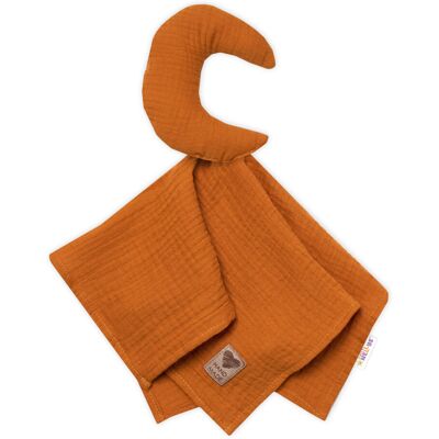 Baby Nellys Mušelínový mazlíček, přítulníček Měsíček, cihlový Baby Nellys Mušelínový mazlíček, přítulníček Měsíček, cihlový