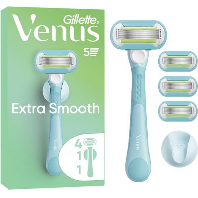 Gillette Venus Extra Smooth holicí strojek + holicí hlavice a nástěnný držáček 4 ks Gillette Venus Extra Smooth holicí strojek + holicí hlavice a nástěnný držáček 4 ks