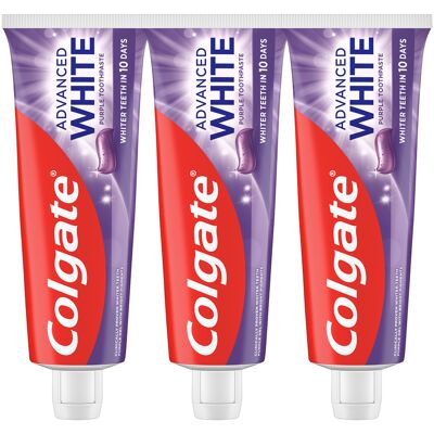 Colgate Zubní pasta Advanced White Purple Trio 3 x 75 ml Colgate Zubní pasta Advanced White Purple Trio 3 x 75 ml
