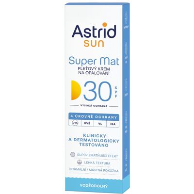 Astrid Pleťový krém na opalování SPF 30 Super Mat 50 ml Astrid Pleťový krém na opalování SPF 30 Super Mat 50 ml