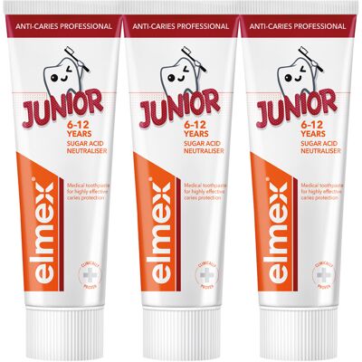 Elmex Zubní pasta Junior Professional Trio 3 x 75 ml Elmex Zubní pasta Junior Professional Trio 3 x 75 ml