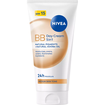 Nivea Zkrášlující hydratační krém 5 v 1 BB Cream SPF 15 (5in1 Beautifying Moisturizer) 50 ml tmavší tón pleti Nivea Zkrášlující hydratační krém 5 v 1 BB Cream SPF 15 (5in1 Beautifying Moisturizer) 50 ml tmavší tón pleti