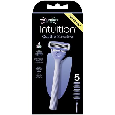 Wilkinson Sword Holicí strojek Intuition Quattro Sensitive + 5 hlavic Wilkinson Sword Holicí strojek Intuition Quattro Sensitive + 5 hlavic