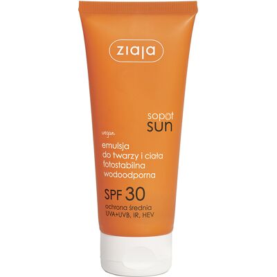 Ziaja Emulze na opalování na obličej a tělo SPF 30 Sun Sun Emulsion 100 ml Ziaja Emulze na opalování na obličej a tělo SPF 30 Sun Sun Emulsion 100 ml