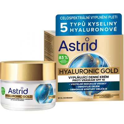 Astrid Vyplňující denní krém proti vráskám se zlatými proteiny SPF 10 Hyaluronic Gold 50 ml Astrid Vyplňující denní krém proti vráskám se zlatými proteiny SPF 10 Hyaluronic Gold 50 ml