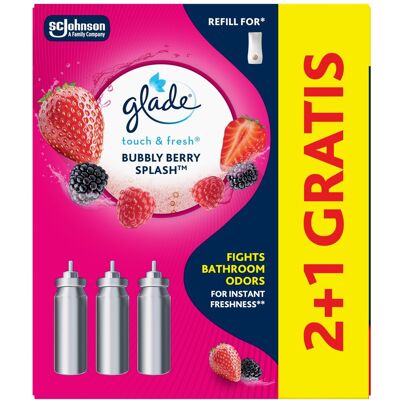Glade Sada náplní do osvěžovače vzduchu Touch & Fresh Bubble Berry Splash 2+1 Glade Sada náplní do osvěžovače vzduchu Touch & Fresh Bubble Berry Splash 2+1