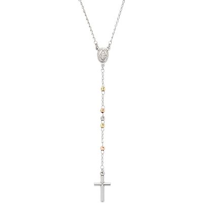 Amen Stříbrný tricolor náhrdelník růženec Rosary CRO30BBRGD Amen Stříbrný tricolor náhrdelník růženec Rosary CRO30BBRGD