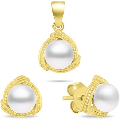 Brilio Silver Pozlacený set šperků s pravými perlami SET268Y (přívěsek, náušnice) Brilio Silver Pozlacený set šperků s pravými perlami SET268Y (přívěsek, náušnice)