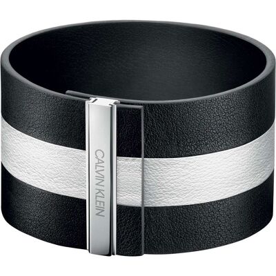 Calvin Klein Černobílý kožený náramek Rebel KJ9KBB09010 6 cm - XS Calvin Klein Černobílý kožený náramek Rebel KJ9KBB09010 6 cm - XS