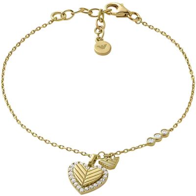Emporio Armani Romantický pozlacený náramek pro ženy se zirkony Srdce EG3623710 Emporio Armani Romantický pozlacený náramek pro ženy se zirkony Srdce EG3623710