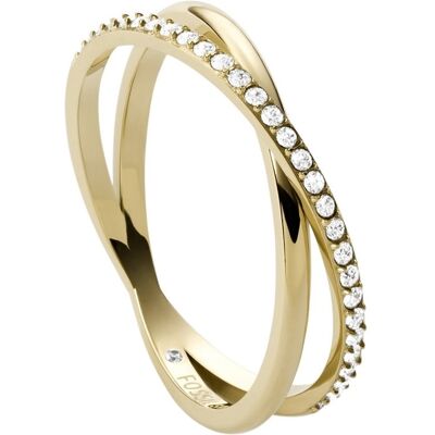 Fossil Elegantní pozlacený prsten s krystaly JF03752710 57 mm Fossil Elegantní pozlacený prsten s krystaly JF03752710 57 mm