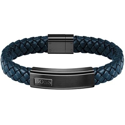 Hugo Boss Tmavě modrý kožený náramek Lander 1580179M Hugo Boss Tmavě modrý kožený náramek Lander 1580179M