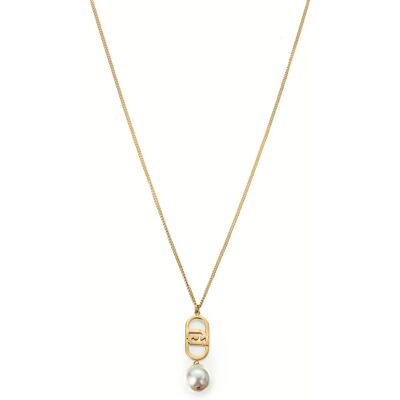 Liu Jo Pozlacený náhrdelník s logem a perlou Fashion LJ2208 Liu Jo Pozlacený náhrdelník s logem a perlou Fashion LJ2208