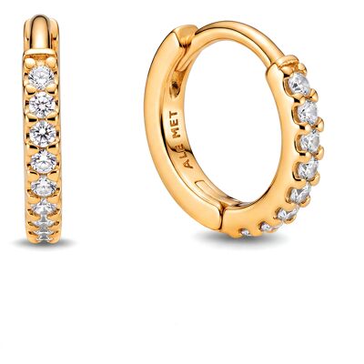 Pandora Pozlacené kruhové náušnice se zirkony Timeless Shine 263015C01 Pandora Pozlacené kruhové náušnice se zirkony Timeless Shine 263015C01