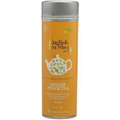 English Tea Shop Černý čaj zázvor a broskev 15 pyramidek v plechovce English Tea Shop Černý čaj zázvor a broskev 15 pyramidek v plechovce