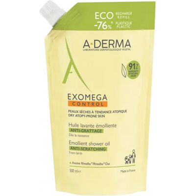A-DERMA Náhradní náplň do zvláčňujícího sprchového oleje pro suchou pokožku se sklonem k atopickému ekzému Exomega Control (Emollient Shower Oil) 500 A-DERMA Náhradní náplň do zvláčňujícího sprchového oleje pro suchou pokožku se sklonem k atopickému ekzému Exomega Control (Emollient Shower Oil) 500