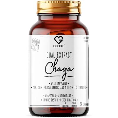 Goodie Chaga - dual extrakt min.50 % polysacharidů, divoký sběr 60 kapslí Goodie Chaga - dual extrakt min.50 % polysacharidů, divoký sběr 60 kapslí