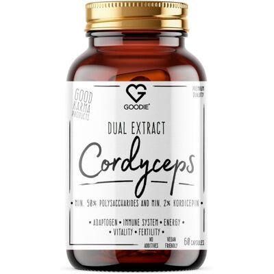 Goodie Cordyceps - dual extrakt min. 50 % polysacharidů & 2 % cordycepinu 60 kapslí Goodie Cordyceps - dual extrakt min. 50 % polysacharidů & 2 % cordycepinu 60 kapslí