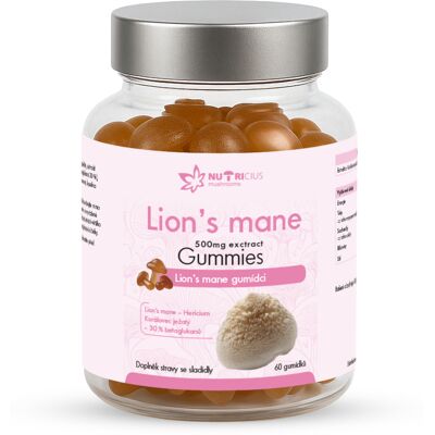 Nutricius Lions mane gummies 500 mg 60 kusů Nutricius Lions mane gummies 500 mg 60 kusů