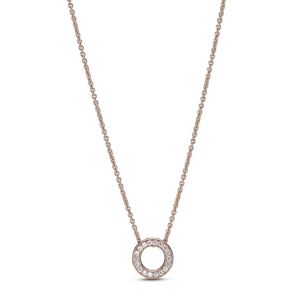 Pandora Bronzový náhrdelník s třpytivým přívěskem Rose 387436C01-45 (řetízek, přívěsek)