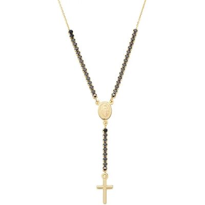 Amen Jedinečný pozlacený náhrdelník s černými zirkony Rosary CLCRMIGNZ4 Amen Jedinečný pozlacený náhrdelník s černými zirkony Rosary CLCRMIGNZ4