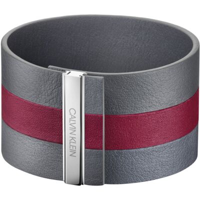 Calvin Klein Šedočervený kožený náramek Rebel KJ9KAB09010 6 cm - XS Calvin Klein Šedočervený kožený náramek Rebel KJ9KAB09010 6 cm - XS