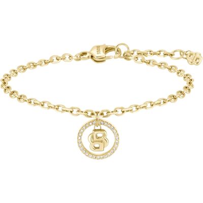 Hugo Boss Půvabný pozlacený náramek z oceli Double B 1580807 Hugo Boss Půvabný pozlacený náramek z oceli Double B 1580807