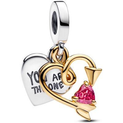 Pandora Dvojitý bicolor přívěsek Šíp a srdce Shine Moments 763622C01 Pandora Dvojitý bicolor přívěsek Šíp a srdce Shine Moments 763622C01