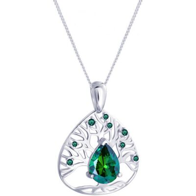 Preciosa Stříbrný náhrdelník se zirkony Green Tree of Life 5220 66 (řetízek, přívěsek) Preciosa Stříbrný náhrdelník se zirkony Green Tree of Life 5220 66 (řetízek, přívěsek)