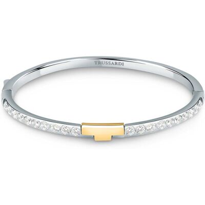 Trussardi Pevný bicolor náramek s čirými zirkony T-Logo TJAXC19 Trussardi Pevný bicolor náramek s čirými zirkony T-Logo TJAXC19