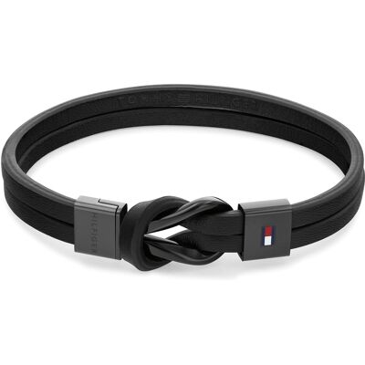 Tommy Hilfiger Moderní náramek z černé kůže Braided Knot 2790442 Tommy Hilfiger Moderní náramek z černé kůže Braided Knot 2790442