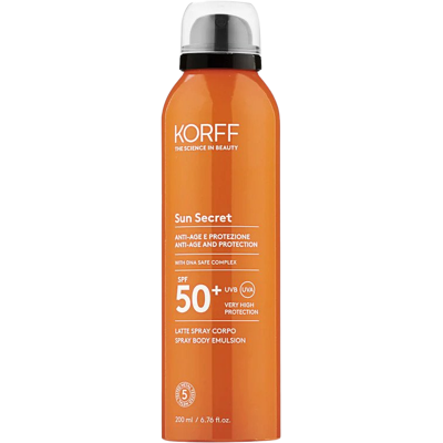 Korff Sun Secret SPF 50+ Spray - Vysoká ochrana, 200ml Korff Sun Secret SPF 50+ Spray - Vysoká ochrana, 200ml