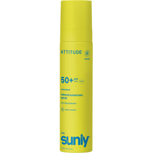 ATTITUDE Dětský minerální opalovací krém ve spreji Sunly SPF 50+ bez vůně 75 ml ATTITUDE Dětský minerální opalovací krém ve spreji Sunly SPF 50+ bez vůně 75 ml