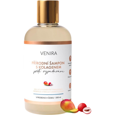 VENIRA přírodní šampon s kolagenem proti vypadávání vlasů, mango-liči 300 ml VENIRA přírodní šampon s kolagenem proti vypadávání vlasů, mango-liči 300 ml