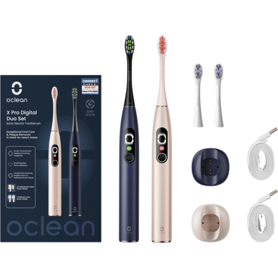 Oclean X Pro Digital Duo Set - Sonická elektrická zubní kartáček - Zlato a modrá Oclean X Pro Digital Duo Set - Sonická elektrická zubní kartáček - Zlato a modrá