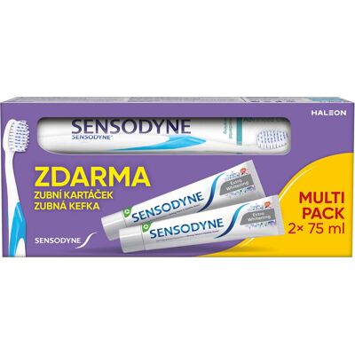 SENSODYNE zubní pasta Extra Whitening 2x75 ml + zubní kartáček SENSODYNE zubní pasta Extra Whitening 2x75 ml + zubní kartáček