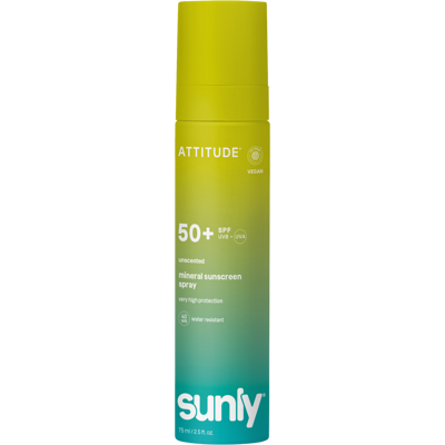 ATTITUDE Minerální opalovací krém ve spreji Sunly SPF 50+ bez vůně 75 ml ATTITUDE Minerální opalovací krém ve spreji Sunly SPF 50+ bez vůně 75 ml