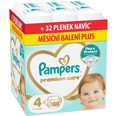 PAMPERS Premium Care Velikost 4, 9kg-14kg 188 ks PAMPERS Premium Care Velikost 4, 9kg-14kg 188 ks