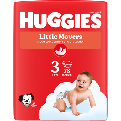 HUGGIES® Little Movers plenky 3 (4 - 9 kg) 78 ks HUGGIES® Little Movers plenky 3 (4 - 9 kg) 78 ks